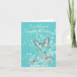 Daughter 40th birthday butterflies card<br><div class="desc">Personalize this card for an extra special touch to suit your needs. Three butterflies on damask style background birthday card, for your Daughter on her 40th or change the year on the card to suit your birthday years. Artwork is adapted from an original inked sketch of swallowtail, painted lady and...</div>