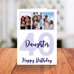 Daughter 40th Birthday Purple Script Photo Collage Card<br><div class="desc">Put a smile on a face with this personalized 40th birthday modern script photo collage card for your daughter. - Simply click to personalize this design 🔥 My promises - This design is unique and is designed with you in mind 🙏 Thank you for supporting my small business - If...</div>