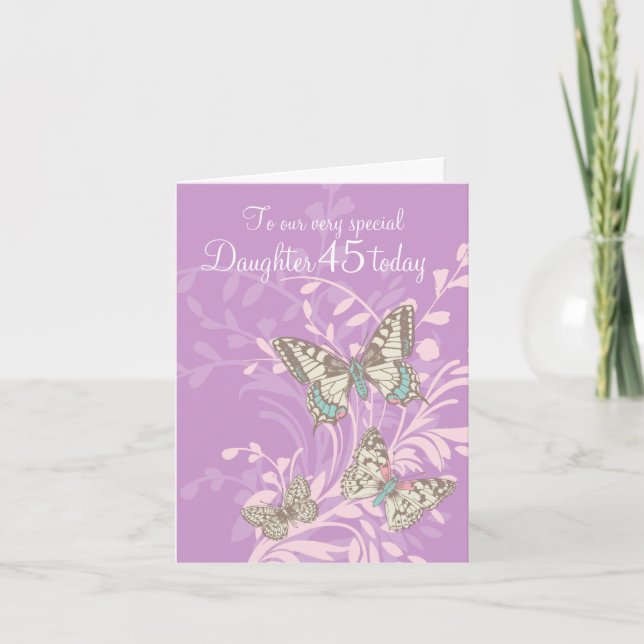 Daughter 45th birthday butterflies card (Front)