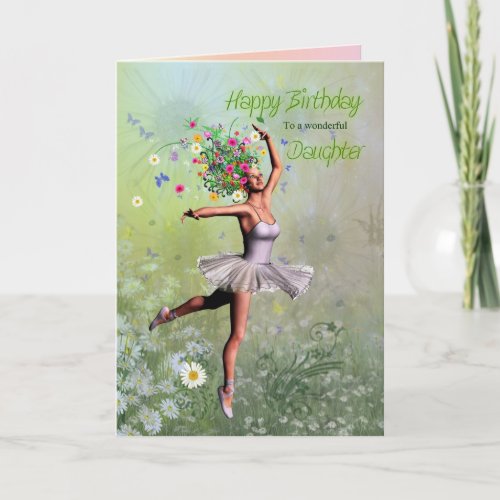 Daughter a ballerina flower fairy birthday card