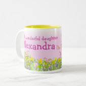 Daughter add your name red hair spring Two-Tone coffee mug (Front Left)