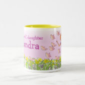 Daughter add your name red hair spring Two-Tone coffee mug (Center)