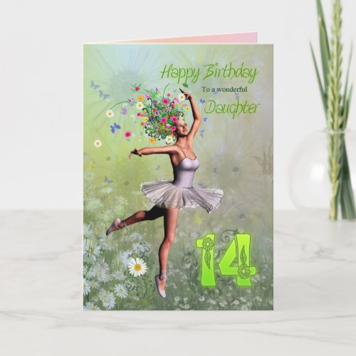 Daughter age 14 flower fairy birthday card