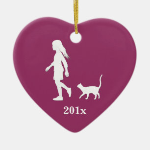 Daughter and Cat: Little Girl and her Kitty Ceramic Ornament