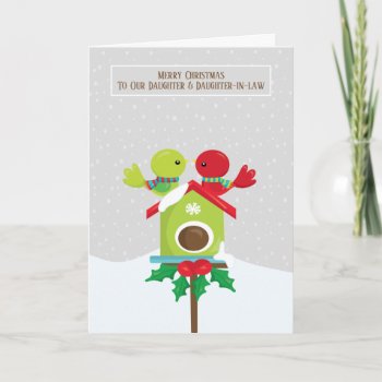 Daughter And Daughter-in-law Bird Couple Christmas Card by Neurotic_Designs at Zazzle