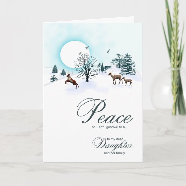 Daughter and family, Christmas scene Holiday Card (Front)