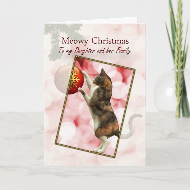 Daughter and family, Meowy Christmas Holiday Card (Front)