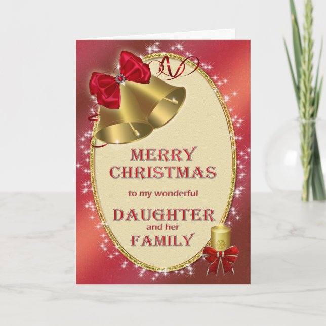 Daughter and family, traditional Christmas card (Front)