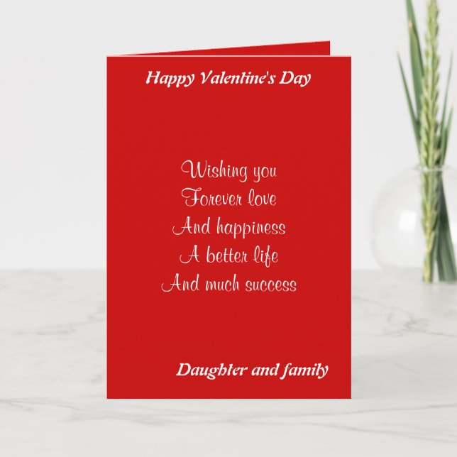 Daughter and family valentine's day holiday card (Front)