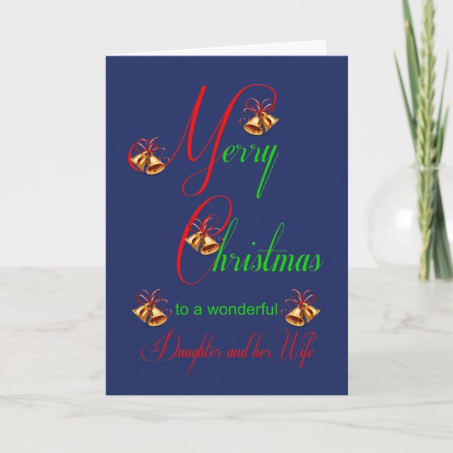 Daughter and her Wife Christmas Bells Holiday Card (Front)