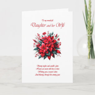Daughter and her Wife Christmas Poinsettias Holiday Card