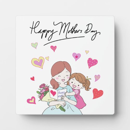 Daughter and Mother Celebrating Happy Mothers Day Plaque
