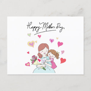 Daughter and Mother Cheerful Happy Mother's Day Postcard