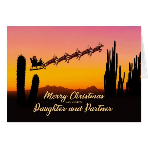 Daughter and Partner Christmas Santa Over Desert