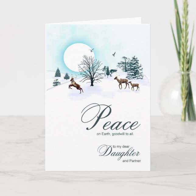 Daughter and partner, Christmas scene Holiday Card (Front)