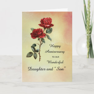 Daughter and Son in Law Anniversary Roses Card