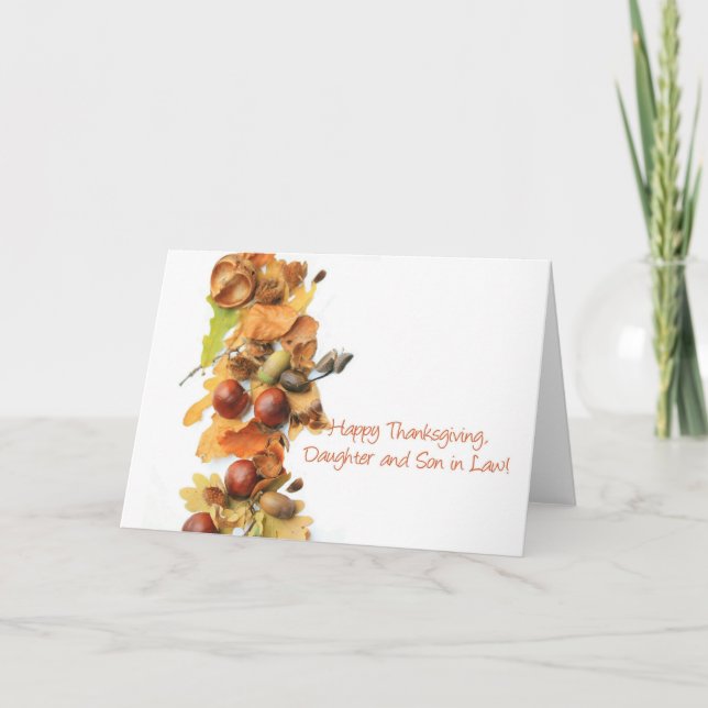 Daughter and Son in Law autumn border thanksgiving Holiday Card (Front)