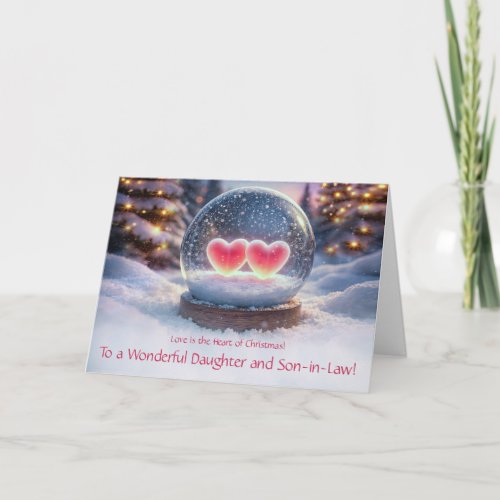 Daughter and Son in Law Christmas Hearts in Snow Card