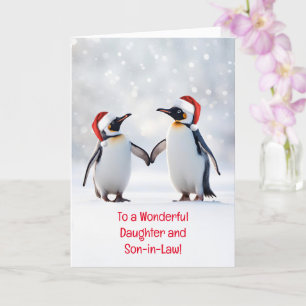 Daughter and Son in Law Cute Penguins in the Snow Card