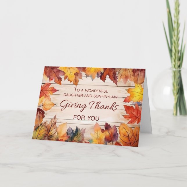 Daughter and Son-in-Law Thanksgiving Thanking God Card (Front)