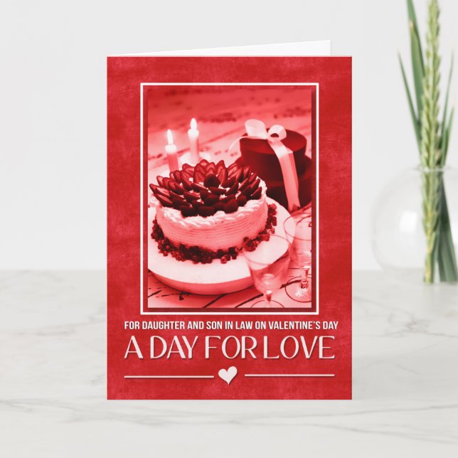 Daughter and Son in Law Valentine's Day Cake Holiday Card (Front)