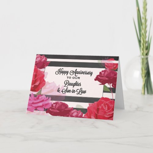 Daughter and Son_in_Law Wedding Anniversary Roses Card