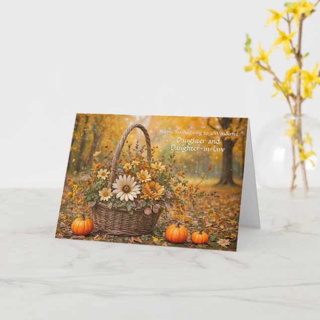 Daughter and Wife Daughter in Law Thanksgiving Card (Yellow Flower)