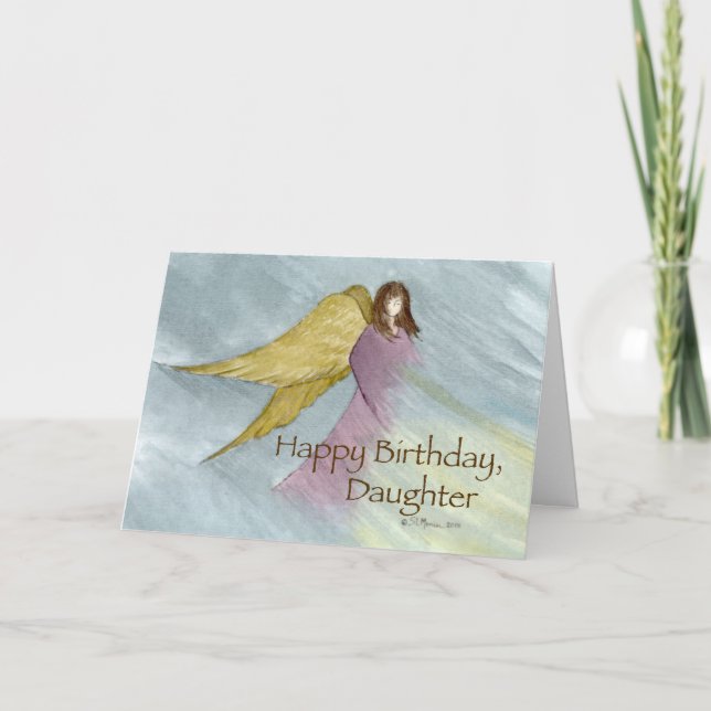Daughter Angel Birthday Blue Card (Front)