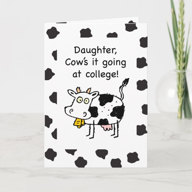 Daughter Away at College Thinking of You Funny Cow Card (Front)