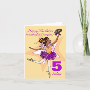 Daughter ballerina birthday peach age card