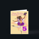 Daughter ballerina birthday peach age card<br><div class="desc">Cute modern graphic girls ballerina age 5 birthday card. Personalise this item to suit your requirements. Uniquely designed and illustrated by Sarah Trett.</div>