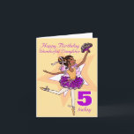 Daughter ballerina birthday peach age card<br><div class="desc">Cute modern graphic girls ballerina age 5 birthday card. Personalise this item to suit your requirements. Uniquely designed and illustrated by Sarah Trett.</div>