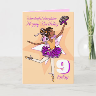 Daughter ballerina birthday peach purple age card