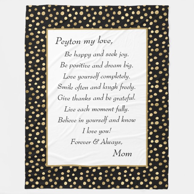 Daughter Be Happy Fleece Blanket (Front)