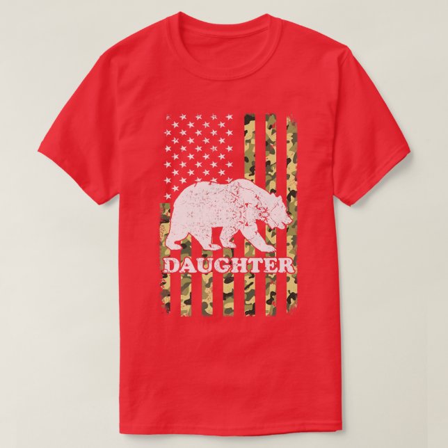 Daughter Bear Camping Hiking Camouflage USA Americ T-Shirt (Design Front)
