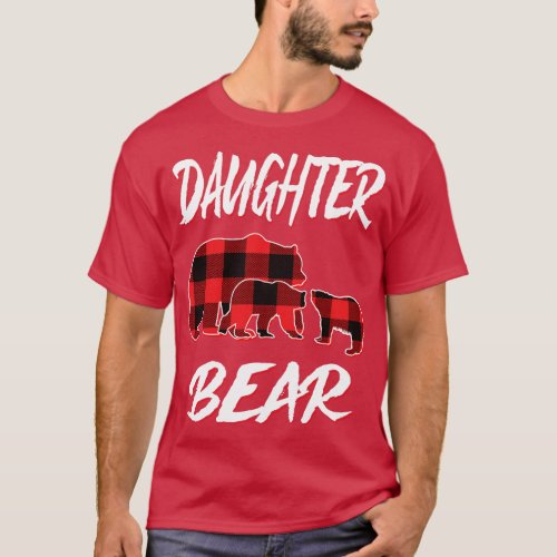Daughter Bear Red Plaid Christmas Pajama Matching  T_Shirt