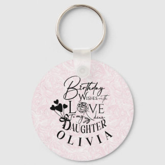 Daughter  Birthday Calligraphy Custom Name  Modern Keychain
