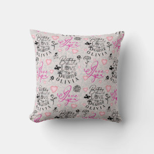 Daughter Birthday Calligraphy Custom Name Modern Throw Pillow