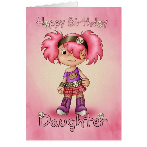 Daughter Birthday Card Modern Punk Girl - Cute Tee | Zazzle