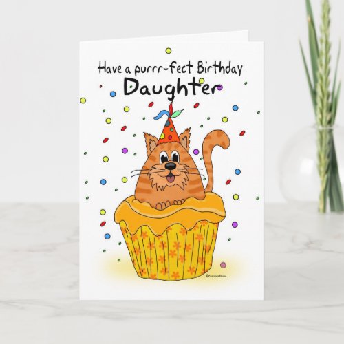 daughter birthday card with ginger cupcake cat