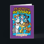 Daughter, Birthday Celebration Dogs, Lots of dogs Card<br><div class="desc">Bright and colorful and great for that dog lover,  lots of variations of cute pooch to make the recipient smile. Cute Pooches</div>