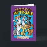 Daughter, Birthday Celebration Dogs, Lots of dogs Card<br><div class="desc">Bright and colorful and great for that dog lover,  lots of variations of cute pooch to make the recipient smile. Cute Pooches</div>