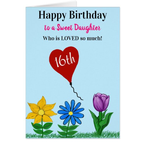 Daughter Birthday Floral Heart Balloon Any Age