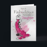 Daughter, Birthday Greeting With Female, card<br><div class="desc">Contemporary Birthday Greeting With Female In A Stylish Dress,  with blended colors and sketch style,  with watercolor splash on a blended gray background.</div>