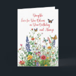 Daughter Birthday Love In Bloom Wildflowers Card<br><div class="desc">This beautifully designed birthday card is a heartfelt way to celebrate your daughter on her special day. The delicate wildflowers and graceful butterflies on the front reflect the joy, love, and beauty she brings to your life. Inside, a warm and thoughtful message lets her know just how cherished she is...</div>