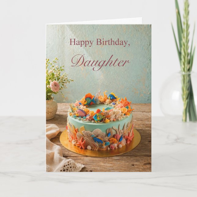 Daughter Birthday Ocean Cake card (Front)