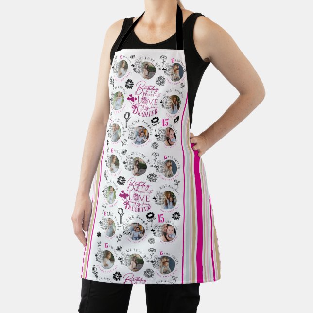 Daughter Birthday Photo Collage Typography  Apron (Insitu)