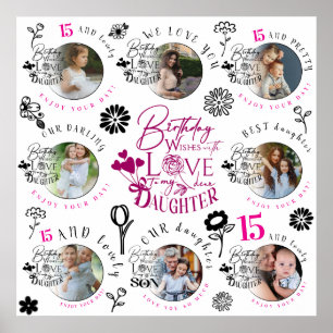 Daughter Birthday Photo Collage Typography  Poster