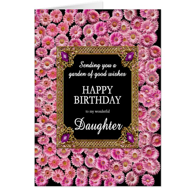 Daughter Birthday Pink Daisies Cards (Front)