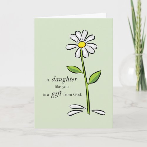 Daughter Birthday Religious Green Daisy Flower Ap Card